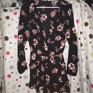 V-Slit Floral Romper